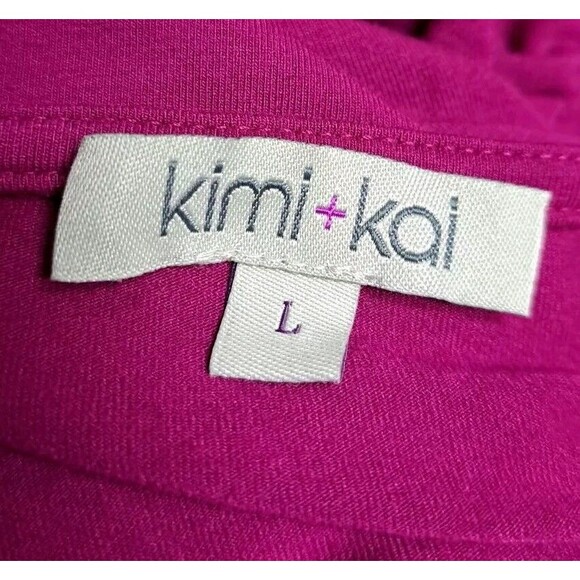 Kimi and Kai Top Womens Large Maternity Body-Con Tunic Short Dress Fuschia Pink - Picture 4 of 8